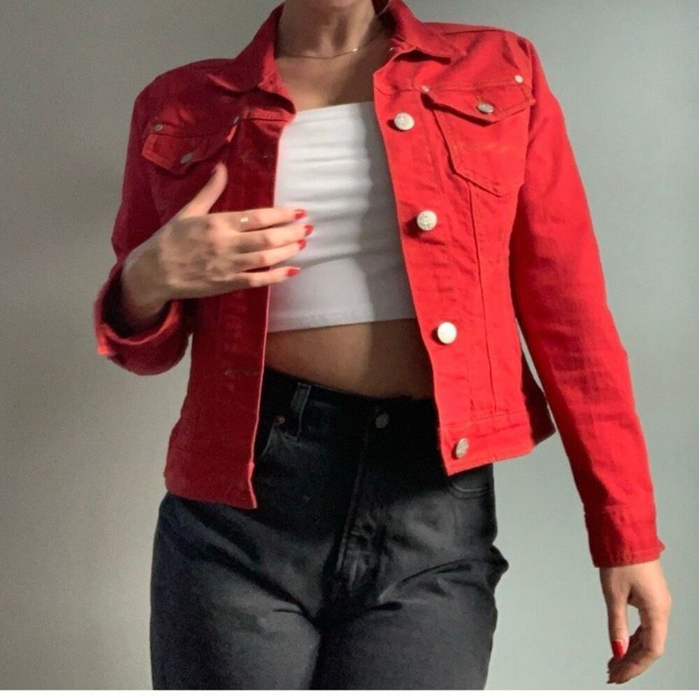Cabi women’s vintage, red relaxed, fit Jean jacket S